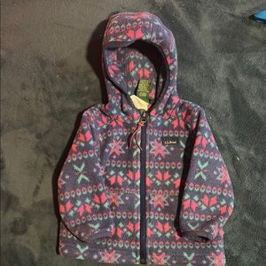 L.L. Bean Kids Patterned Fleece Hoodie - Purple and Pink